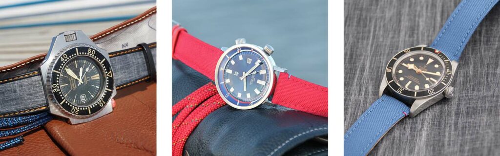 Grey, red and light blue colorful watch straps by Avel and Men