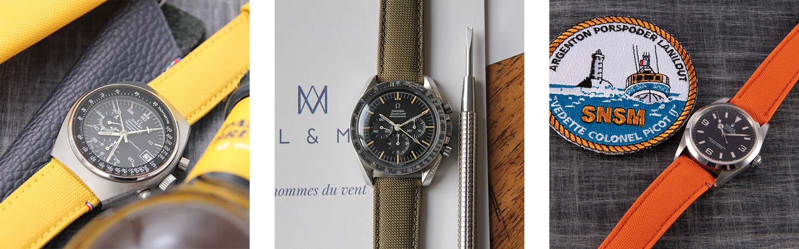 Bracelets montre jaune, vert et orange Avec and Men